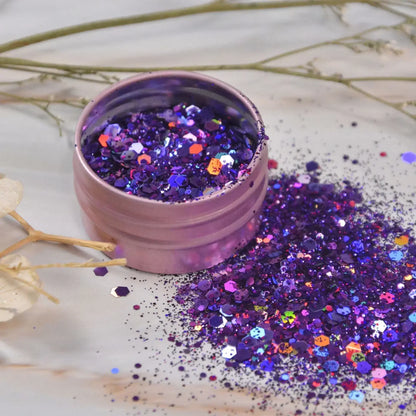 10g Laser Nail Glitter Flakes Mix-Hexagon Holographic Sparkly Powder Nail Art Decoration Loose Reflective Mermaid Chunky Sequins