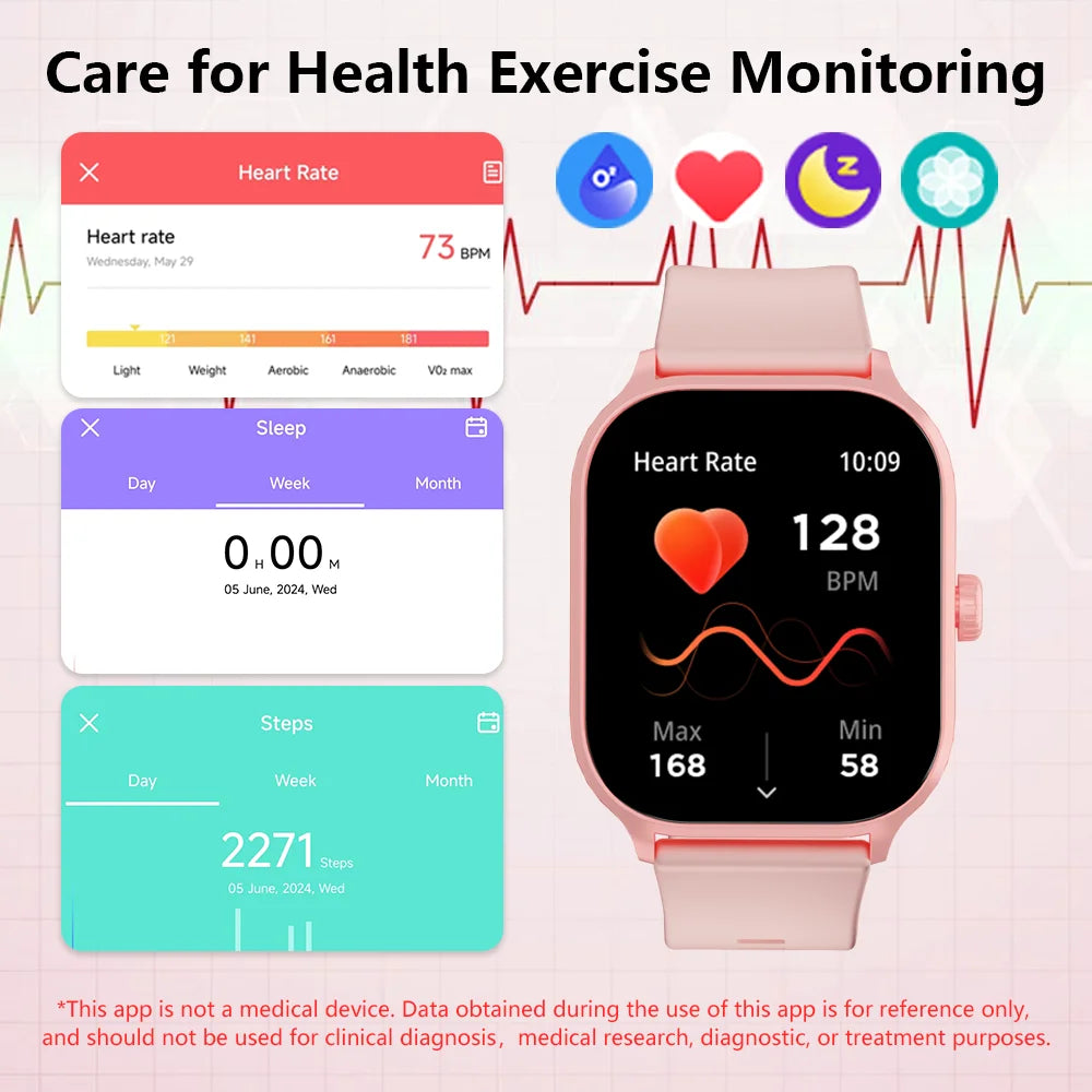 LAXASFIT 2.01“ Bluetooth Call Smart Watch Support 100+ Sports IP68 Waterproof 2024 New Man Woman Message Reminder Smart Watch