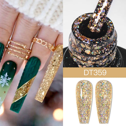 7ML Wine Red Gel Nail Polish Christmas Red Glitter Semi Permanent Varnish Nail Supplies Soak Off UV LED Nail Art Gel Polish DIY