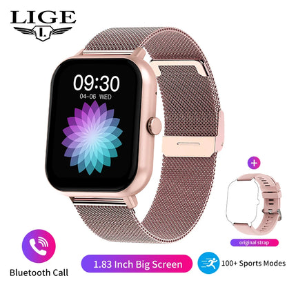 LIGE Women Smartwatch Bluetooth Answer Call Voice Assistant Whatsapp Reminder Men Smart Watch Sports Fitness Waterproof Watches