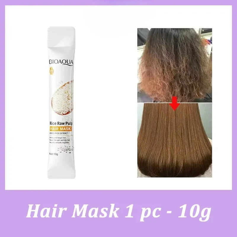 Rice Magical Keratin Hair Mask 5 Seconds Repair Damaged Frizzy Hairs Soft Smooth Shiny Moisturizing Nourish Hair Root Care