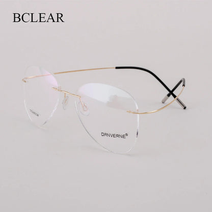 BCLEAR Titanium Alloy Glasses Frame Men 2022 New Women Rimless Prescription Pilot Eyeglasses Myopia Optical European Eyewear