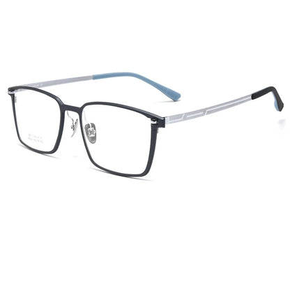 TFTB Ultra-light Pure Titanium Men's Square Eyewear Business Fashion Aluminum Magnesium Optical Prescription Glasses Frame 144mm