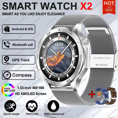 For OPPO Watch X2 High-End Business Watch Men 32Gb Memory Video Playback Smart Watch Sports Fitness Waterproof Bracelet 2025 New