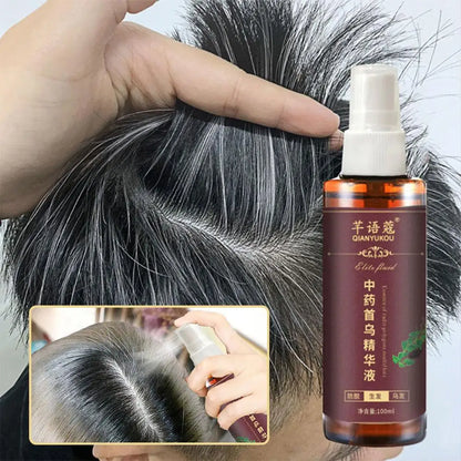 100ml Liquid Herbal Cure White Hair Treatment Spray Moisturizing Essence Shampoo Hair Oils Oil Control Hair Black Y1I8