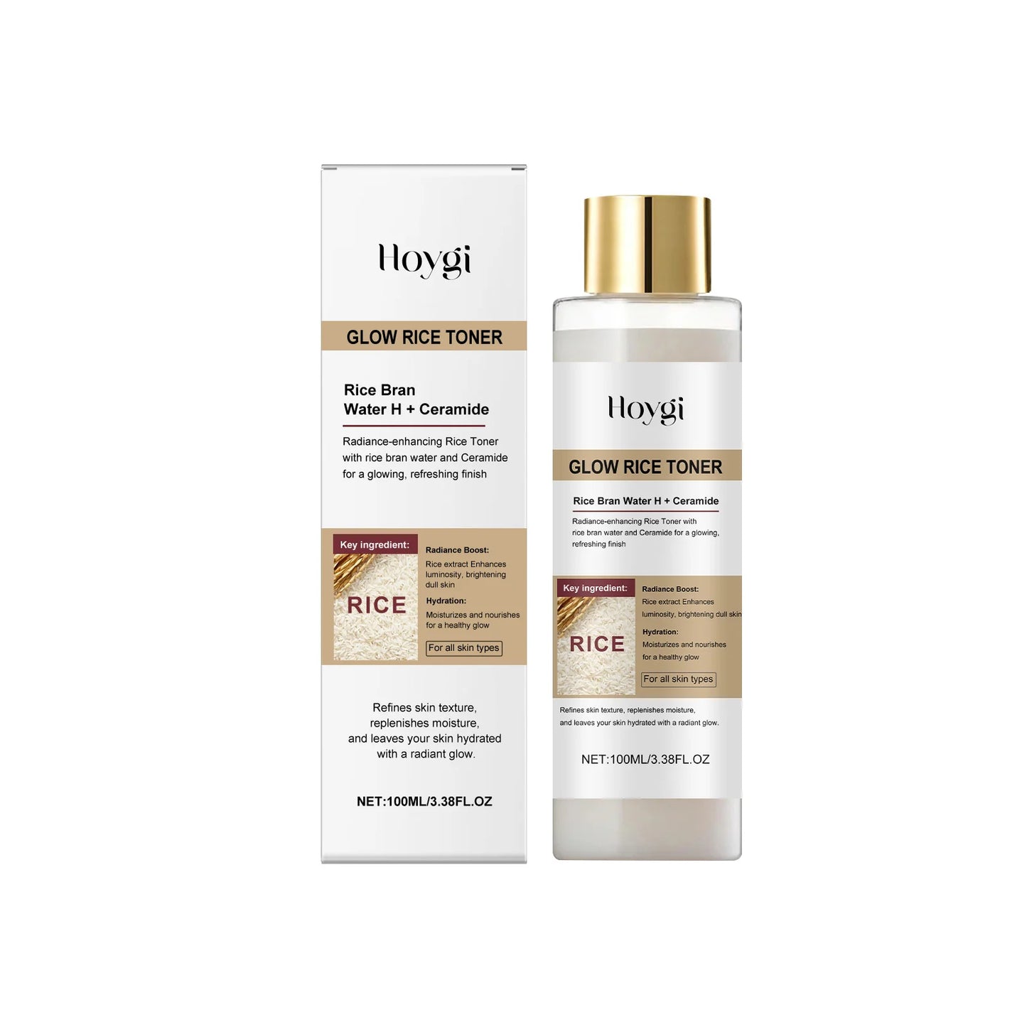 Glow Brightening Rice Essence Moisturizing Nourishing Even Skin Tone Improves Dullness Oil-Control Brightening Serum Skincare