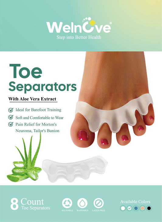 2/4/6/8Pcs Aloe Vera Infused Toe Straighteners Bunion Hammertoe Silicon Four Hole Toe Separator Bunion Hallux Valgus Correction