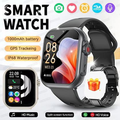 2025 New 1000mAh Long Battery Life Smartwatch Men Bluetooth Call Waterproof 1.83 inch Full Touch Fitness Sport Smart Watch Women