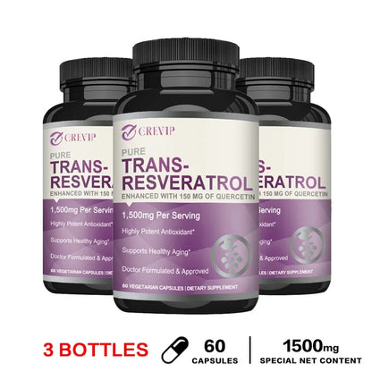 Trans-Resveratrol - Supports Brain Function, Promotes Joint and Heart Health, and Fights Aging