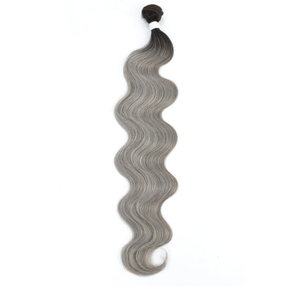 Blond 613 Sliver Gray Body Wave Hair Bundles 26 Inches Highlight Piano 27/613 Natural Synthetic Hair Weave Ombre Brown Ponytail