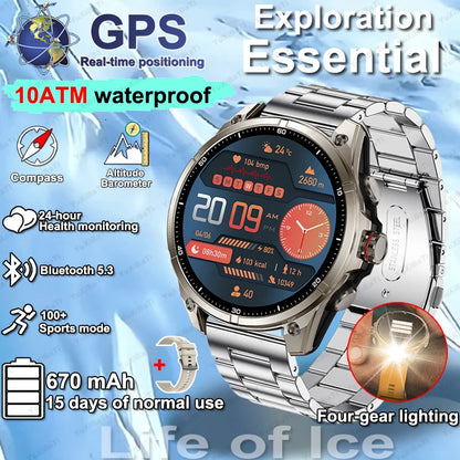 2025 New Premium GPS Smart Watches Outdoor Altimeter Barometer AMOLED Screen Built-in GPS Compass Military Sports Smartwatch Men