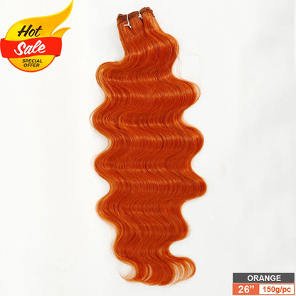 Magicae Dark Brown Brazilian Body Wave Bundles Colored Natural Synthetic Hair Extension High Temperature Brown 26" 30" Thick