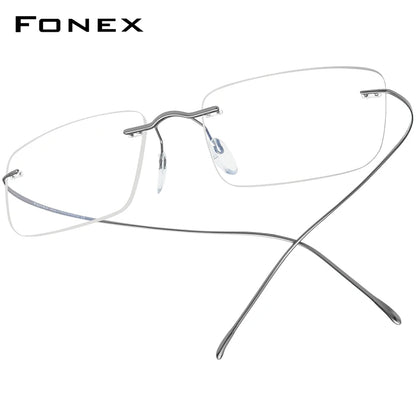 FONEX B Titanium Glasses Frame Men New Brand Design Rimless Square Eyeglasses Frameless Women Ultralight Japanese Eyewear 85634