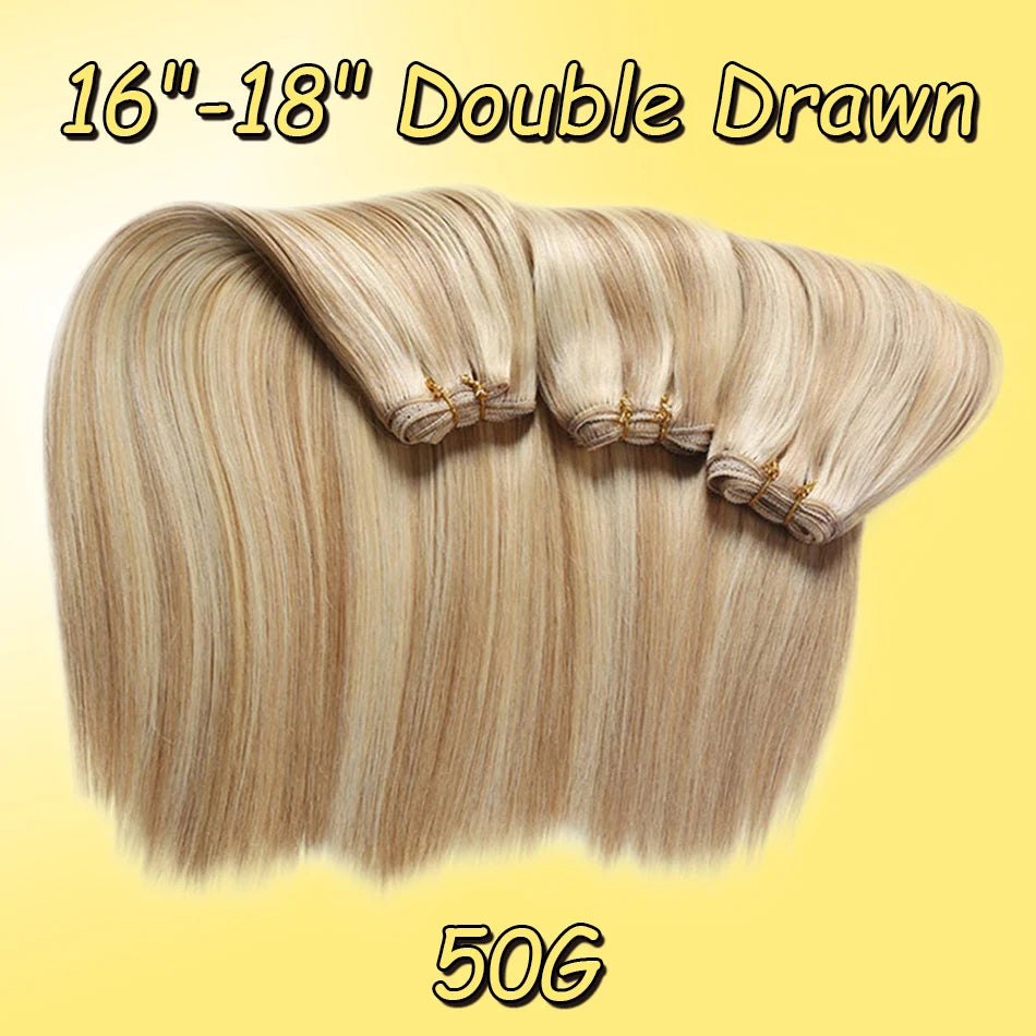 Yelo Highlight Blonde Human Hair Weft Double Weft Hair Bundles Sewing In Hair Weaves Real Human Hair Extension For Salon