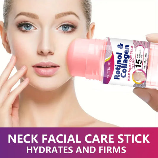YUITIKUE Retinol Collagen Neck Care Stick 40g - Day Night Hydrating Firming 15% Hyaluronic Acid, Goddess Neck Treatment