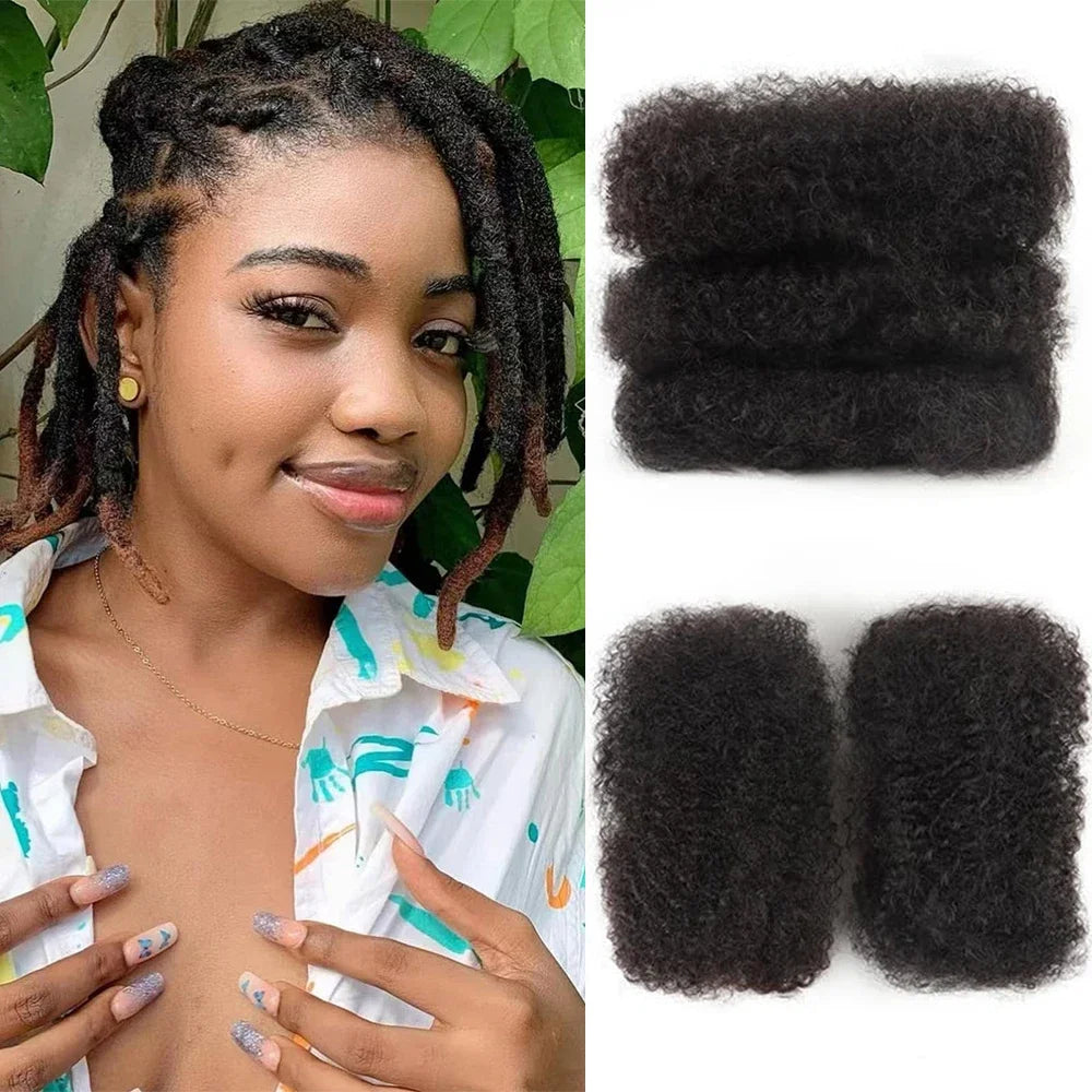 Afro Kinky Bulk Human Hair Extensions 1B# 30g/pcs Brazilian Human hair for Dreadlocks Crochet Repair Locs
