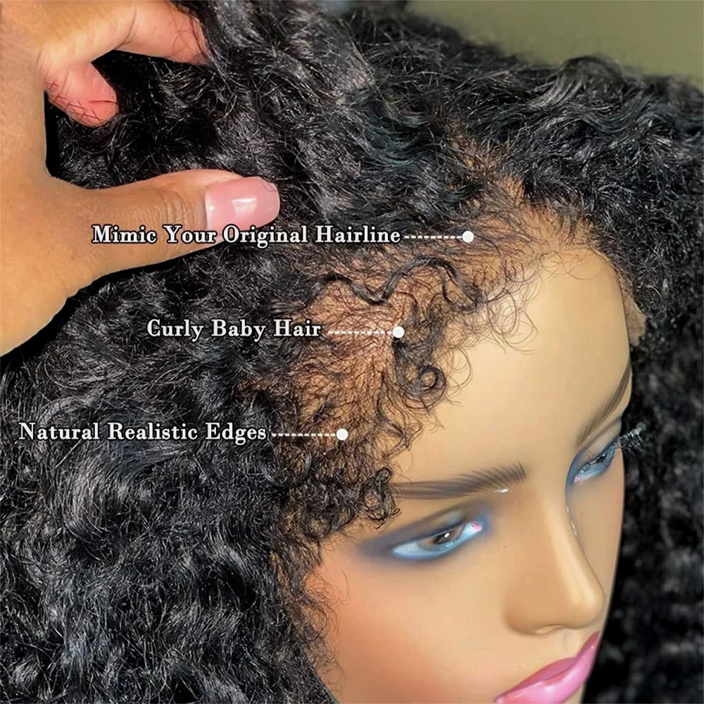 4C Edges Kinky Curly Wigs 13x6 HD Lace Frontal Wig Raw Human Hair Deep Wave 13x4 Lace Front Human Hair Wigs on Clearance Sale