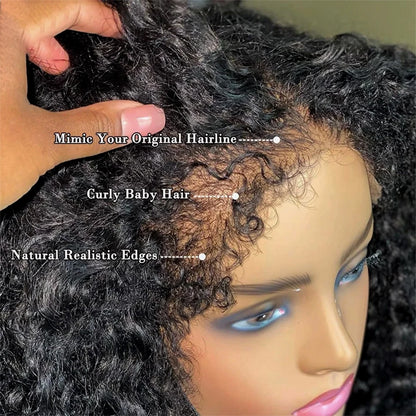 4C Edges Kinky Curly Wigs 13x6 HD Lace Frontal Wig Raw Human Hair Deep Wave 13x4 Lace Front Human Hair Wigs on Clearance Sale