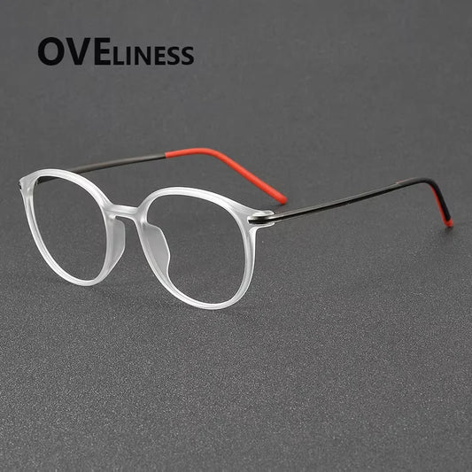 2025 Acetate Titanium Glasses Frame for Men Women Brand Design Retro Vintage Round Eyeglasses frames High Quality male Eyewear