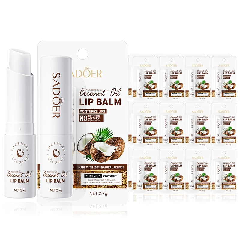 24pcs SADOER Coconut Lip Balm Moisturizing Anti Cracking Hydrating Nourishing Anti Wrinkles Lipstick Lips Skin Care Products