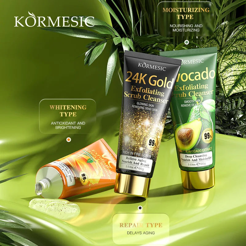 KORMESIC 24K Gold Exfoliating Facial Cleanser Moisturizing Oil Control Cleansing Face Wash Foam Skin Care