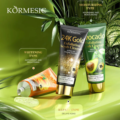 KORMESIC 24K Gold Exfoliating Facial Cleanser Moisturizing Oil Control Cleansing Face Wash Foam Skin Care