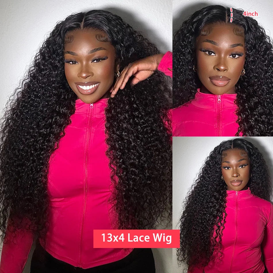 100% Human Hair 13x6 HD Deep Wave Lace Frontal Wigs 13x4 Water Curly 5x5 Glueless Lace Front Wig 30 40 Inch Closure Kinky WearGo