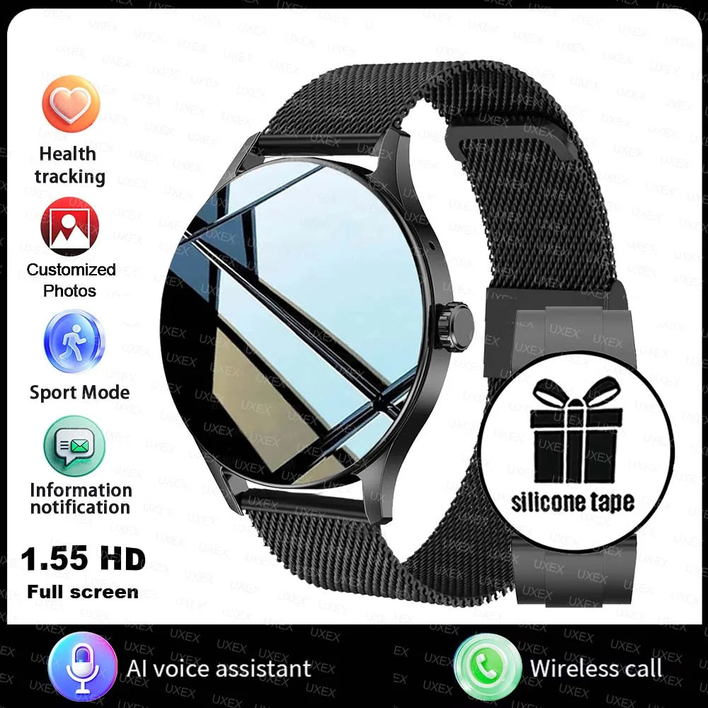 Fashion Smart Watch Plus 1.55 HD For Men And Women Bluetooth Call 3D UI Health Tracker Motion Trajectory Business Watch Original