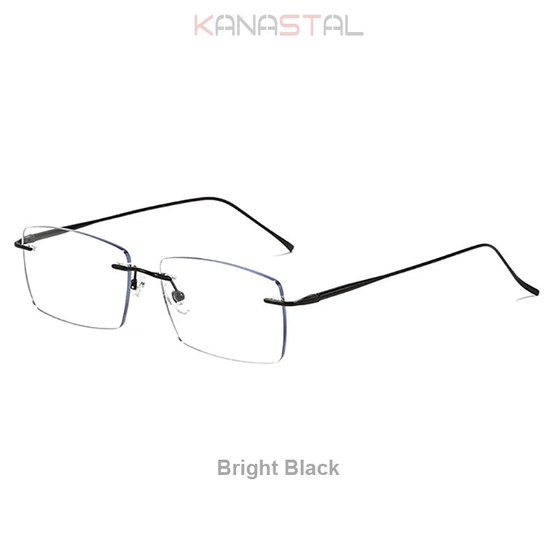 Men Rimless Eyeglasses Frame Blue Light Blocking Lenses Women Computer Pure Titanium Glasses Prescription Myopia Reading Eyewear