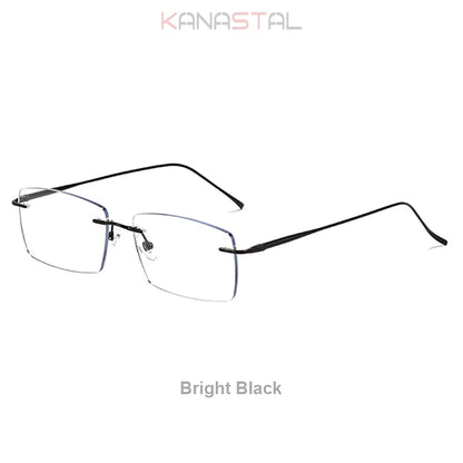 Men Rimless Eyeglasses Frame Blue Light Blocking Lenses Women Computer Pure Titanium Glasses Prescription Myopia Reading Eyewear