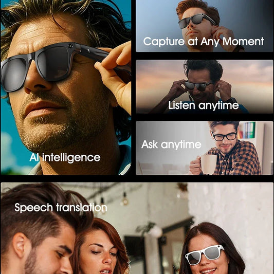 1080P HD AI Smart Glasses Chat GPT 100W Camera Bluetooth Call 260Mah Battery Voice Assistant  Control Smart Glasses 2025 XK Open