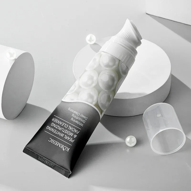 120ml KORMESIC Pearl Whitening Facial Cleanser Anti Wrinkle Exfoliating Moisturizing Cleansing Face Wash Cream Foam Skin Care