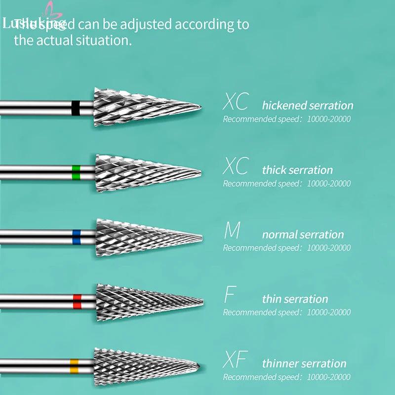 Tip Tungsten Carbid Nail Drill Bits Electric Manicure Drill Accessory Milling Cutters for Nail Gel Polish Remover Nail Tools
