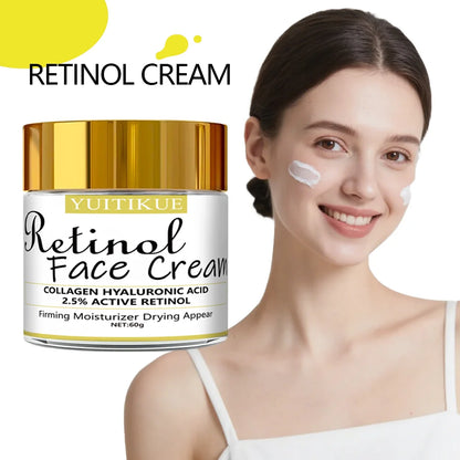 2.5% Retinol Face Cream 60g - Collagen & Hyaluronic Acid, Firming & Moisturizing, Reduces Wrinkles & Dryness, Fast Absorbing