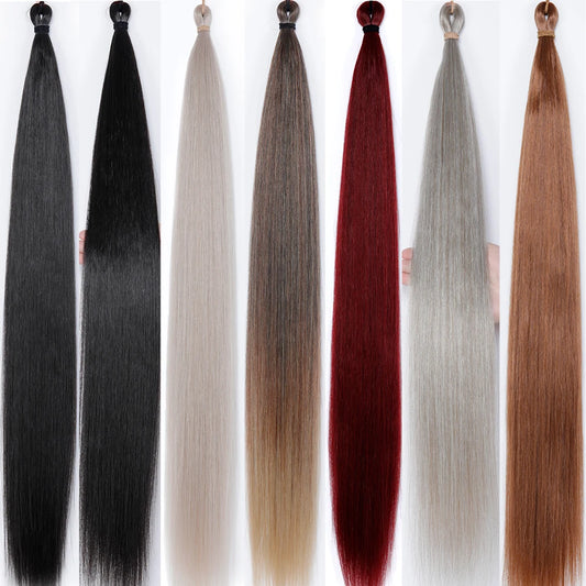 28'' Crochet Braiding Straight 3pcs High Synthetic Hair Extensions Blond 27/613 Crochet Hair Ombre Brown 72cm Easy Braids Hair