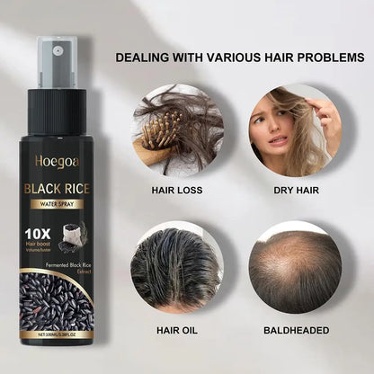 Black Rice Water Hair Growth Spray Deep Nourishing Prevent Loss Strengthen Hair Scalp Care Solution For Dense Hair Serum Product