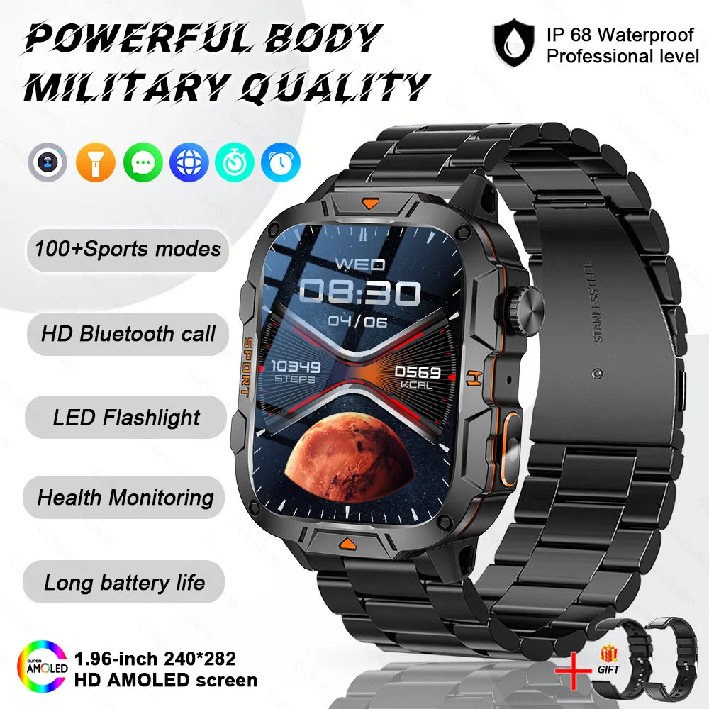 2025 New For Xiaomi Military Bluetooth Call Smart Watch Men 1.96" AMOLED Screen 5ATM Waterproof GPS Outdoor Sports Smartwatches