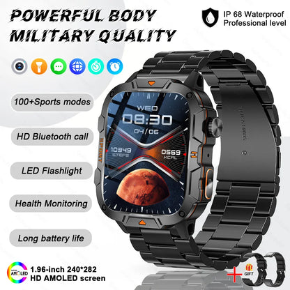 2025 New For Xiaomi Military Bluetooth Call Smart Watch Men 1.96" AMOLED Screen 5ATM Waterproof GPS Outdoor Sports Smartwatches