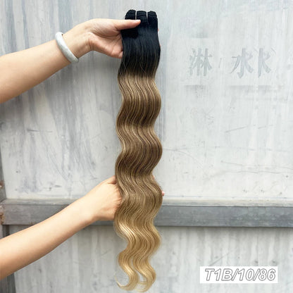 30Inches 200Grams Chocolate Ombre Brown 6# Highlight Blond 27/30/613 Bio Body Wave Hair Weave Bundles High Temperature Synthetic