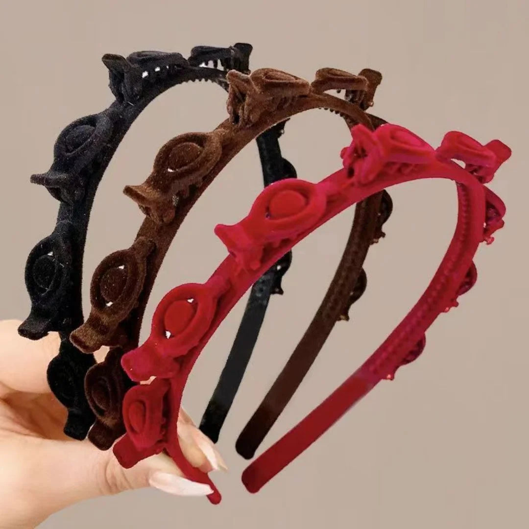 1/2/3 Set Ladies Flocking Braided Headband Simple Broken Hairpin Headband Fashionable Girls Face Washing Headband
