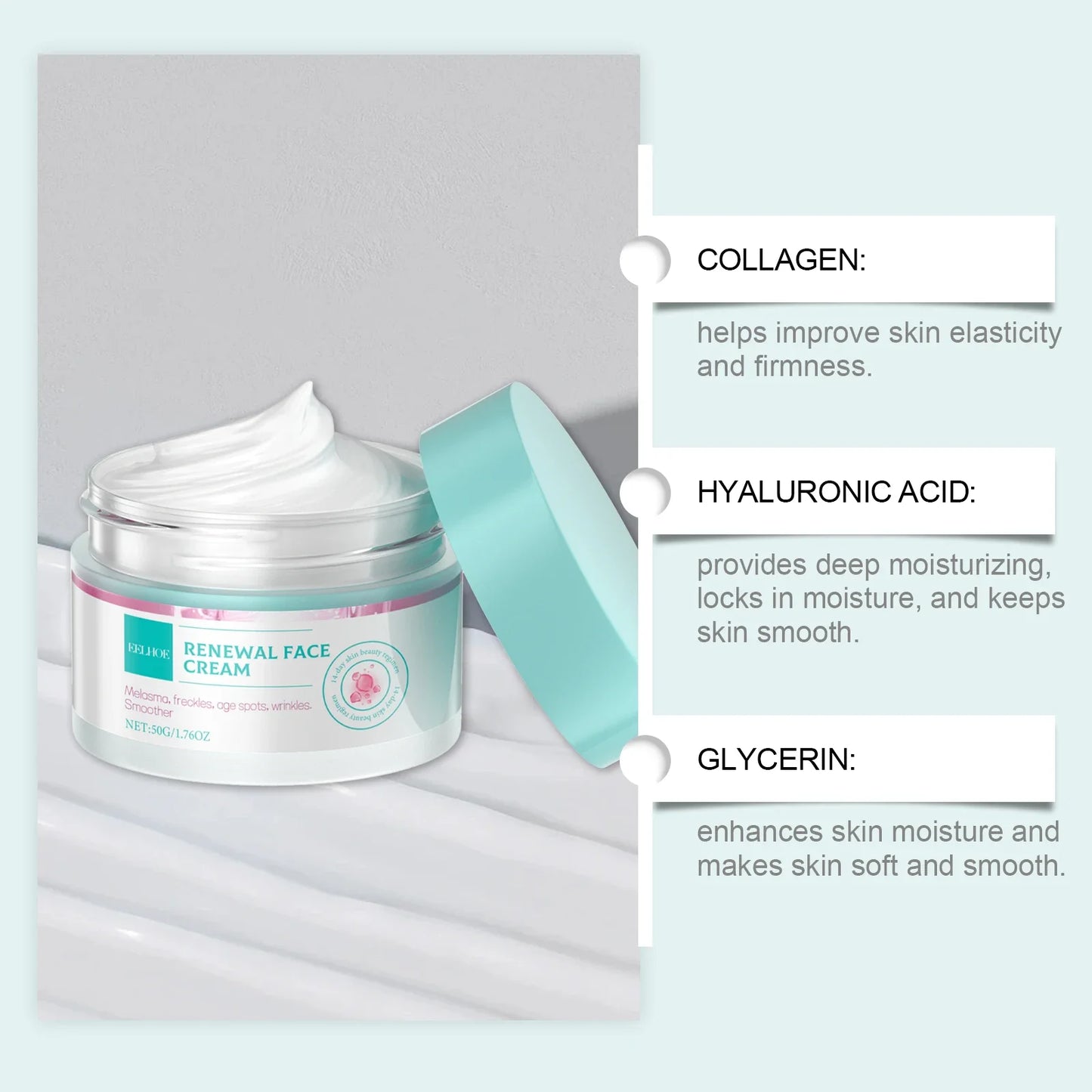 Collagen Firming Facial Cream Rejuvenation Vitamin E for Skin Renewal Deep Nourish Smooth Skin Firming Tightening Cream