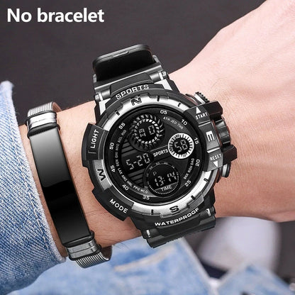 Black Digital Watch for Men Sports Watches Waterproof Outdoor Chronograph Hand Clock G Infantry Shock Student Wristwatch