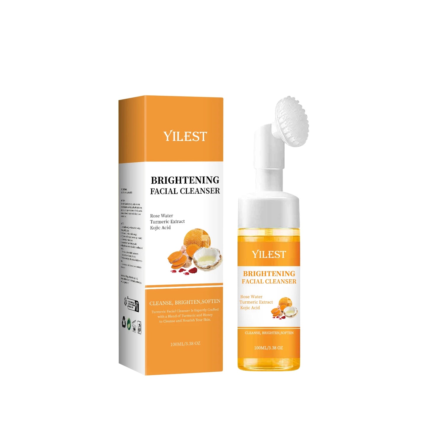 Facial Cleanser With Brush Deep Cleansing Moisturizing Blackhead Removal Brightening Anti-Aging Face Wash Foam Face Cleanser