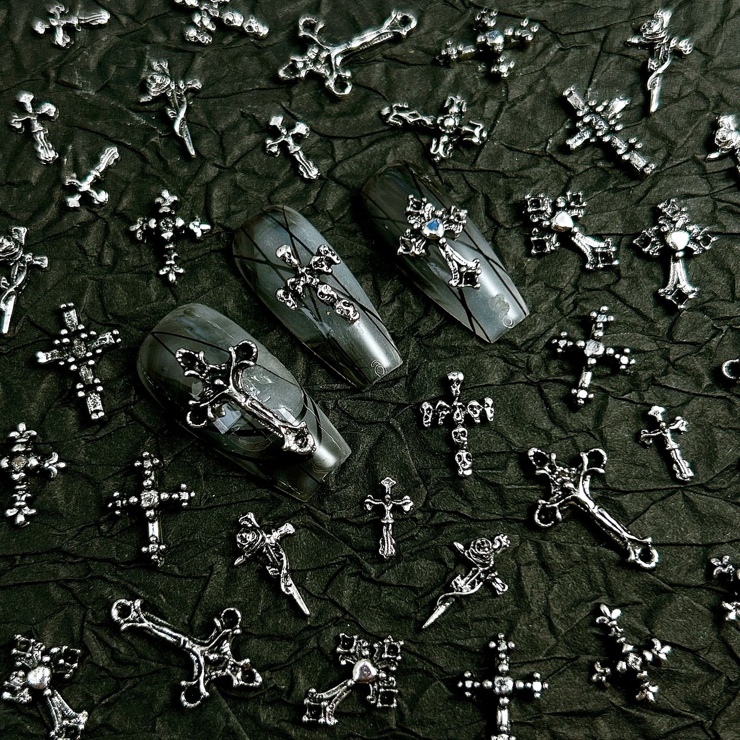 20PCS Multiple Style Classic Cross Alloy Nail Art Decorations 3D Minimalist Creative Cross Cool Style Nail Charms DIY Nail Parts