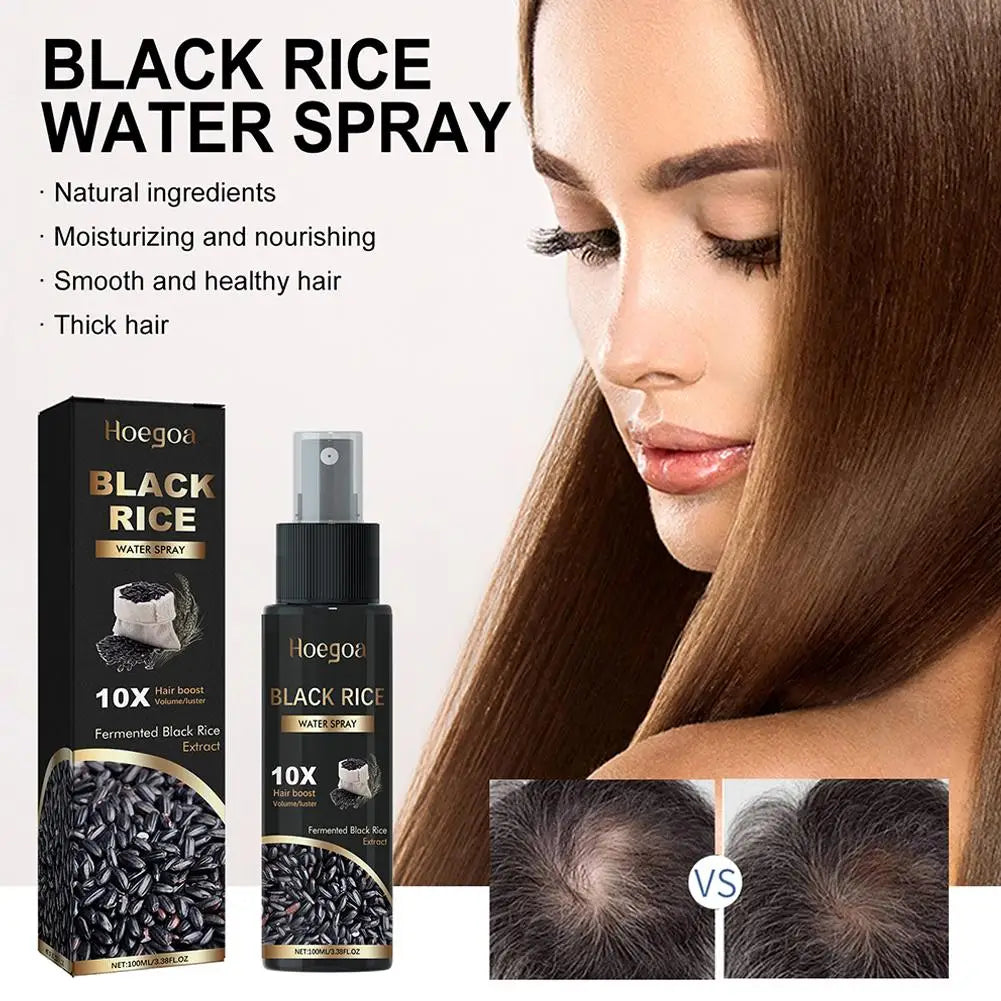 Black Rice Water Hair Growth Spray Deep Nourishing Prevent Loss Strengthen Hair Scalp Care Solution For Dense Hair Serum Product
