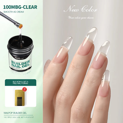 Nailpop 30/100g Hard Gel Milky Smooth UV Nail Gel for Quick Extension Long Lasting Soak Off Nail Builder Gel Nail Art Manicure