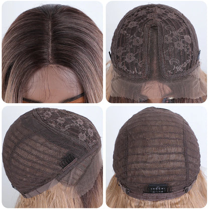 FASHION IDOL 24 inch Lace Front Wigs For Women Synthetic Wigs With Baby Hair Wigs Ombre Brown Blonde Straight Lace Wigs Cosplay