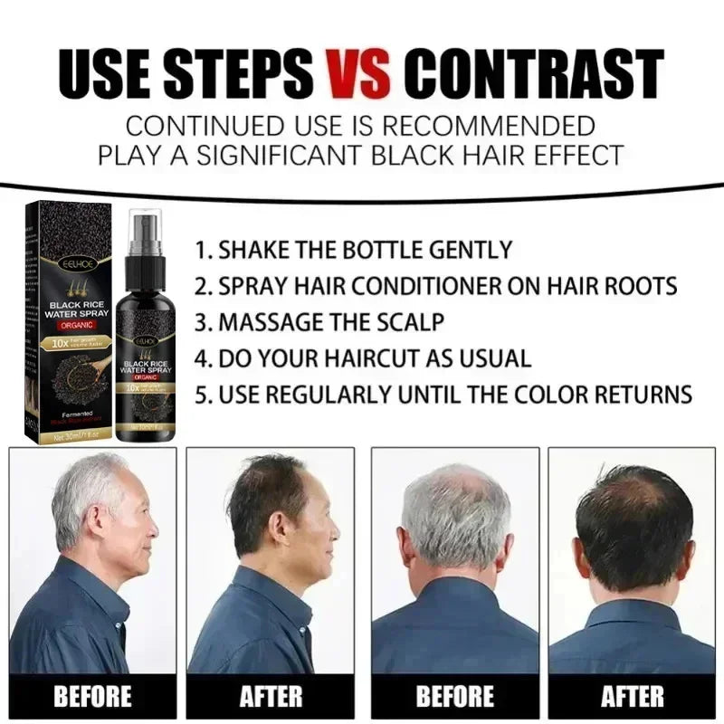 Gray White Hair Treatment Serum Cover White Hair To Black Natural Color Repair Spray Anti Loss Hair Restore Healthy Hair Care