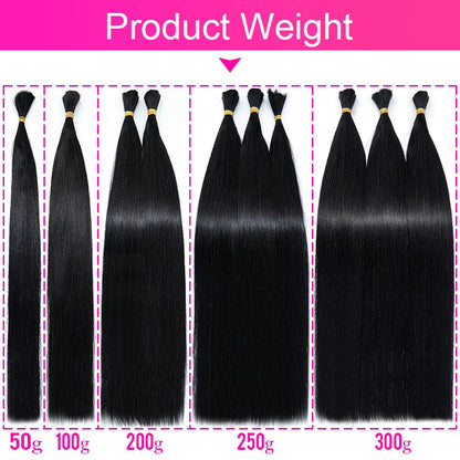 100% Real Virgin Human Hair Bulk Good Quality Natural Hair Bundle 10A Weaving For Braiding Unprocessed No Weft 1B Straight Hair