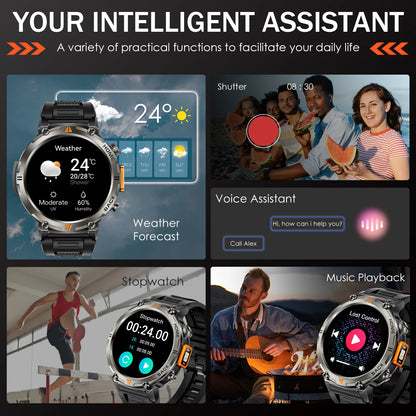 EIGIIS KE3 Smart Watch 3ATM Waterproof Original Design For Men Bluetooth Call Health Monitor With Flashlight 100+ Sports Modes